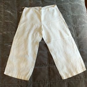 Cropped white linen pants
